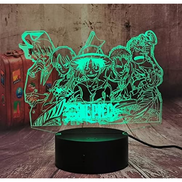 Anime Pirate Wang Lufei Serie 3D 3D 3D Liten Nattelys Sprekk Fjernkontroll Berørings-LED Sove Lys (YC-02)