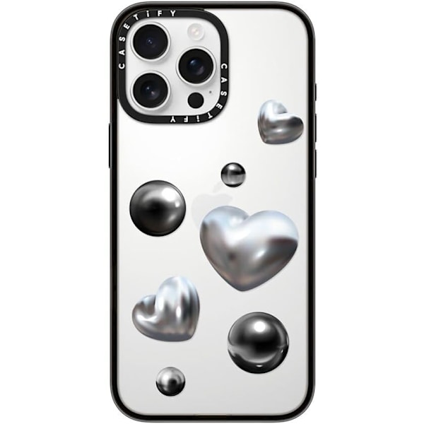 Kompakt iPhone 16 Pro Max Deksel [Lettvekt / 1,2 m 2X Militær Grad Fallbeskyttelse/Slank] - Kirsebær - Klar Svart Chrome Love iPhone 16 Pro Max