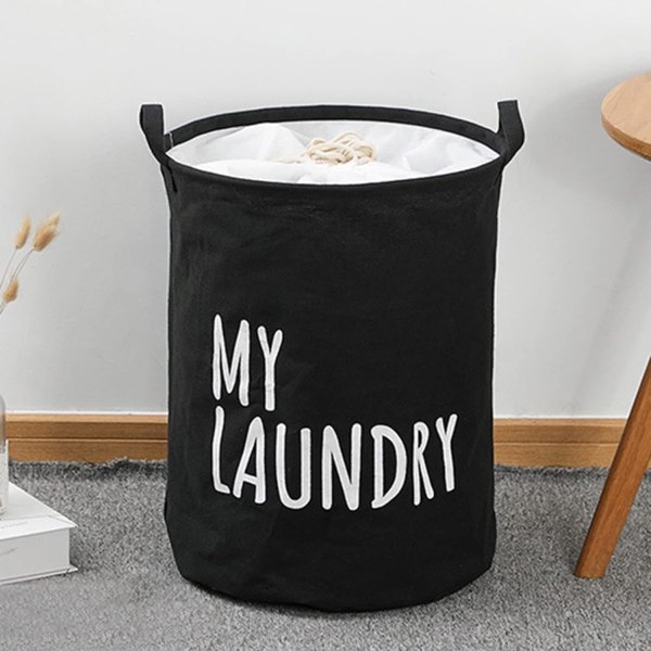 Tvättförvaringspåse Smutsiga kläder Småsaker Leksaker Förvaringsväska Hopfällbar hemmaterial Svart S