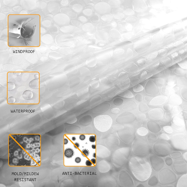 Muggresistent EVA Semi-Vanntett Dusjforheng, PVC-Fritt B