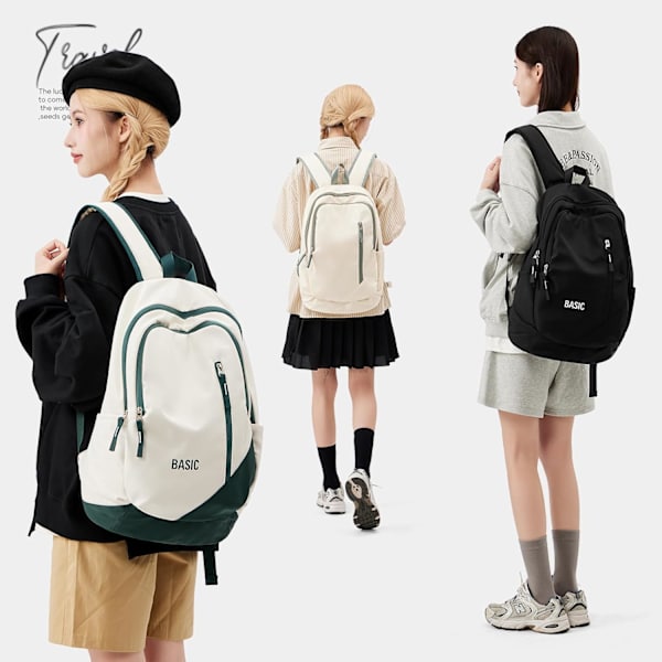 Svart Ryggsäck För Gymnasieelever, Vattentät Mellanstadieväska För Tonårsflickor Pojkar, Casual Daypack Bookbag Lätt College Ryggsäck