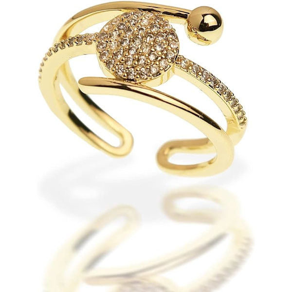 Justerbar öppen ring för kvinnor - Illusion Multi Circle Simulerad Diamant Cubic Zirconia Mode Smycken Present till Bal Fest