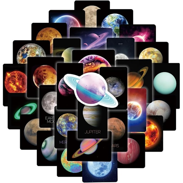 50 st Planet Yttre Rymd Stickers Pack Vinyl Galaxy Rymd Stickers Unika Dekorationer för Vattenflaskor, Bärbara datorer, Telefoner, Scrapbooking, Journaling