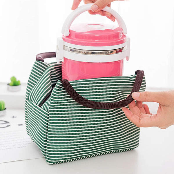 Lunchväska för kontor Lunch Cooler med dragkedja Fällbar Lunch Tote Bag, Återanvändbar Lunchhållare Isolerad Lunchbehållare Picknickväska -Grön