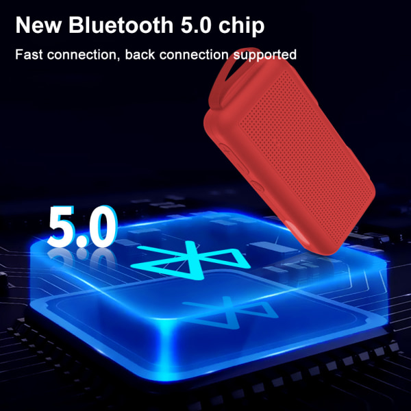 Bluetooth-kaiutin, ulkoinen kannettava langaton kaiutin sisäänrakennetulla mikrofonilla, äänekkäin ulkokaiutin stereolla - punainen