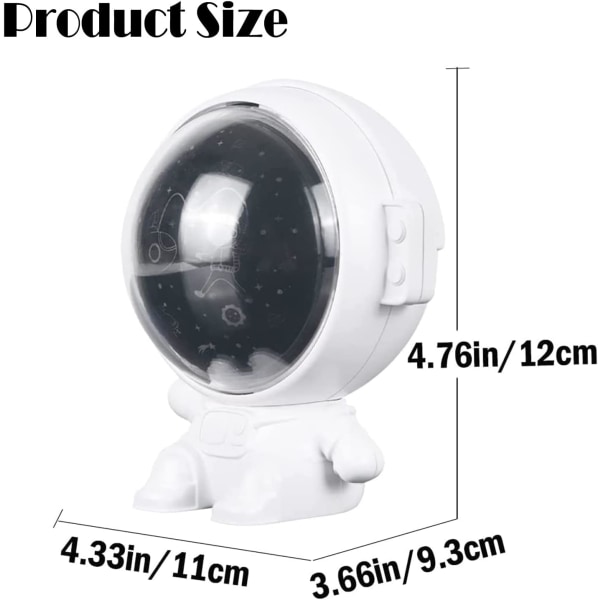 Astronaut Buddy Galaxy Stjerneprojektor Rummand Æstetisk Loftsdekoration Stjernenatlys Lampe Gaver med Soveværelse Vuggevise Musikfunktion (Hvid)