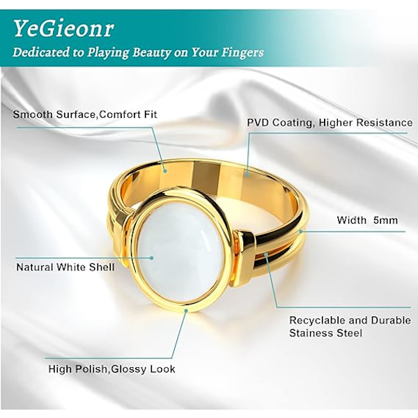 Shell Gold Signet Rings för kvinnor, rostfria ringar med 18K guldplätering, chunky statement tumring för kvinnor, flickor