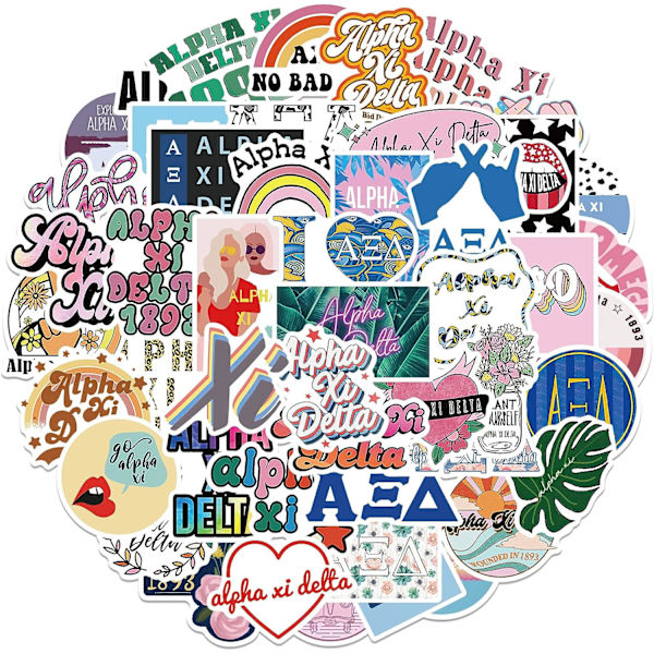 Alpha Xi Delta klistermärken 50 st College Sorority klistermärken Feminism klistermärken Laptop Vattenflaska Cykel Skateboard Bagage Dator Snowboard för kvinnor
