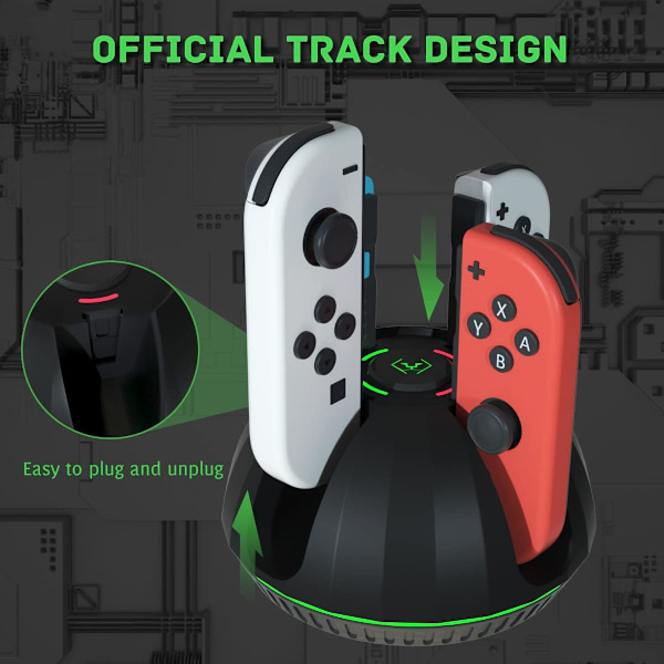 Laderdock for Nintendo Switch Joycon, Switch Joycon Lader Kompatibel med Switch OLED Joy Con, 4 i 1 Joycon Laderdock