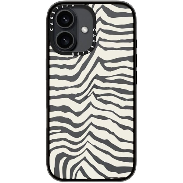 Kompakt iPhone 16 Pro Max Deksel [Lettvekt / 1,2 m 2X Militær Grad Fallbeskyttelse/Slank] - Kirsebær - Klar Svart Zebra Stripe iPhone 16