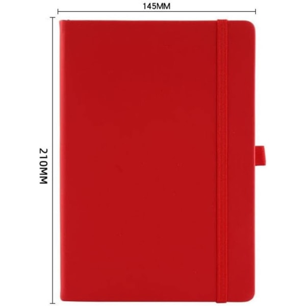 A5-anteckningsbok med fodrade sidor Elastiskt band, PU-läder Klassisk skrivbok Medium Premium Line Paper Ruled Journal 160 sidor (röd)