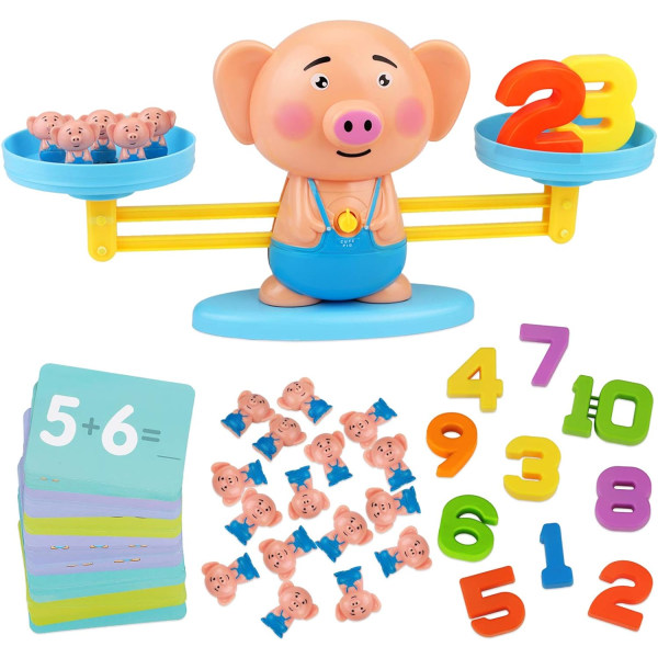 Coolt matematikspel för 3-5 år gamla barn, smågrisutbildning räkneleksak STEM förskola digitalt lärandespel