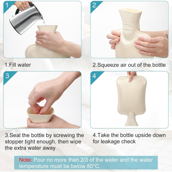 Varmvattenpåse för fot med mjukt cover 2L fotvärmare eller vattenflaska för smärtlindring Premium varmvattenflaskor Fötter och sängvärmare