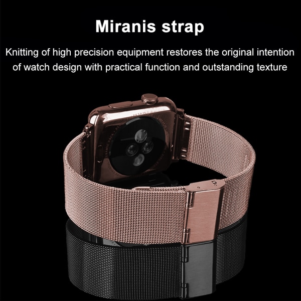 Kompatibelt Apple Watch-armband 38-40mm/42-44mm, ersättning i rostfritt stål med ringspänne - 38/40mm roséguld