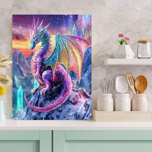 5D Diamantmalingssæt til voksne begyndere Drage-diamantkunst sæt til voksne DIY kunstmalingssæt 30x40 cm