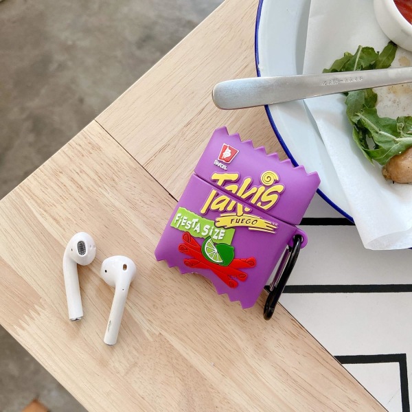 Sød Airpods 2. / 1. generation etui, 3D TKchips design silikone etui beskyttende stødsikker cover med nøglering til Airpods EaREuds