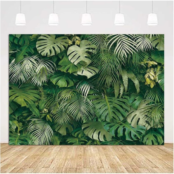 Grønne tropiske palmeblader bildefotografering bakgrunn vinyl 7x5ft jungel safari planter fotobakgrunn for hawaiisk luau festdekor banner