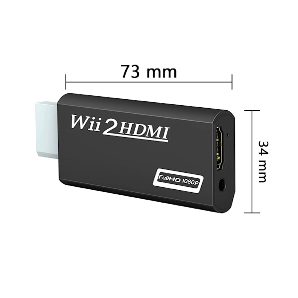 WII till HDMI-omvandlare - Svart. Wii till Hdmi-kontakt utgångsvideo 3,5 mm ljud - stöder alla Wii-visningslägen