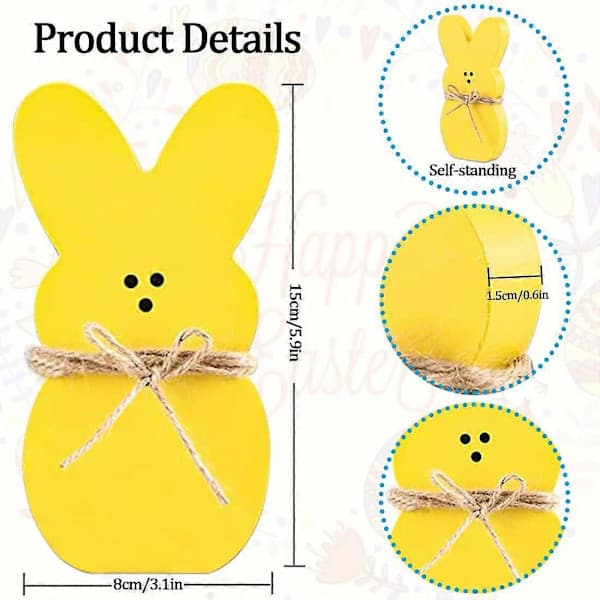 Easter Decorations 6-piece Rabbit Wood Easter Tray Decor Easter Shelf Nanny