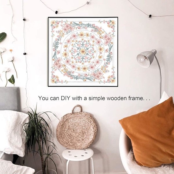 Mandala Kukka-aiheinen seinävaate, luonnosteltu kukka-aiheinen boheemi seinävaate, makuuhuoneen, olohuoneen, asuntolan sisustus - 150cm x 200cm (ruusunruskea)