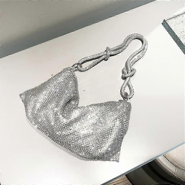 Hobo Väskor Underarmsväska Chic Clutchväskor Modern Kedjeväska Dragkedja Handväska Silver