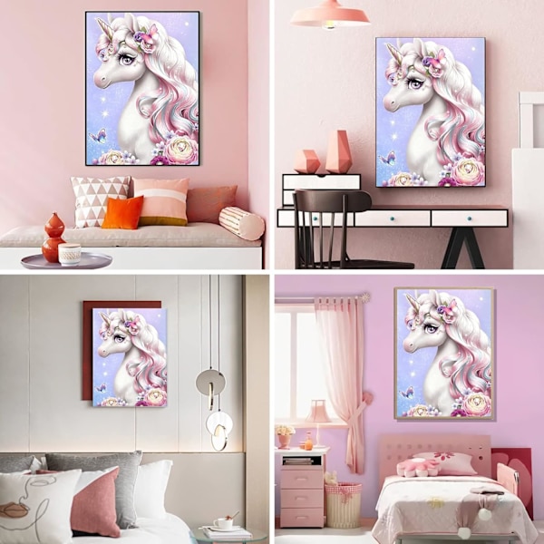 Yksisarvisen Timanttimaalauspakkaukset Aikuisten ja Lasten Timanttitaiteen Pakkaukset Aloittelijoille Eläinten Piirros 5D DIY Täysi Pyöreä Poraus Gem Art Timanttipisteet 12x16IN
