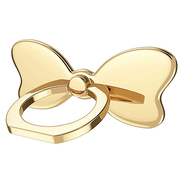Fjärilsknut Telefonhållare Ring Spänne - Guld. Kompatibel med iPhone Samsung Galaxy Mobil Söt Tillbehör