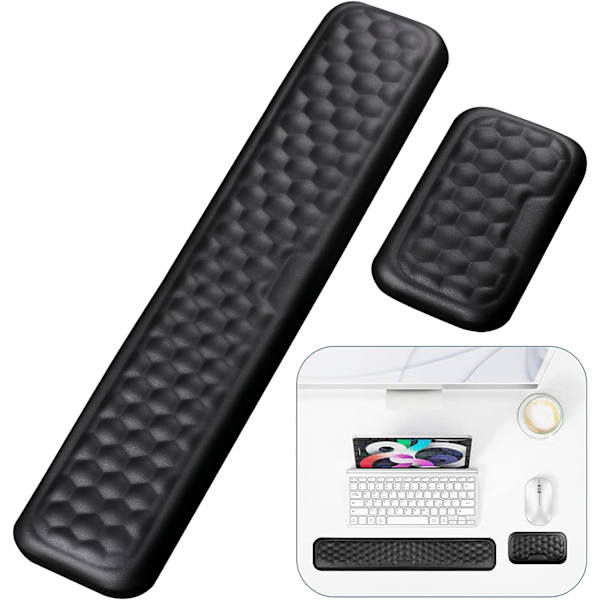 Tangentbord och mus handledsstöd set, ergonomiskt handledsstöd för kontor hem skola skrivbord dator bärbar dator, halkfri, smärtlindring (svart)