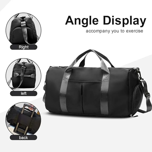 Reise Duffel Tote Bag, Vanntett Foldbar og Utvidbar Weekender Bag for Svømme Sports Gym Bag