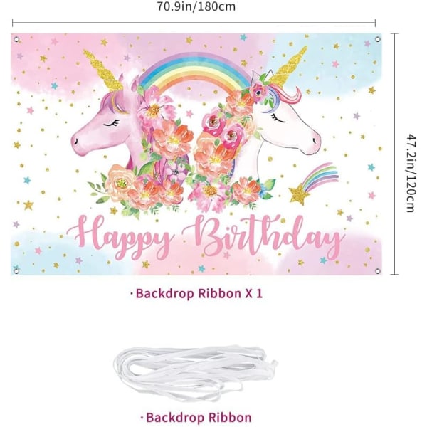 Regnbågsenhörning födelsedag bakgrund banner enhörning fest dekorationer leveranser söt regnbåge banner för baby shower bakgrund fotobås
