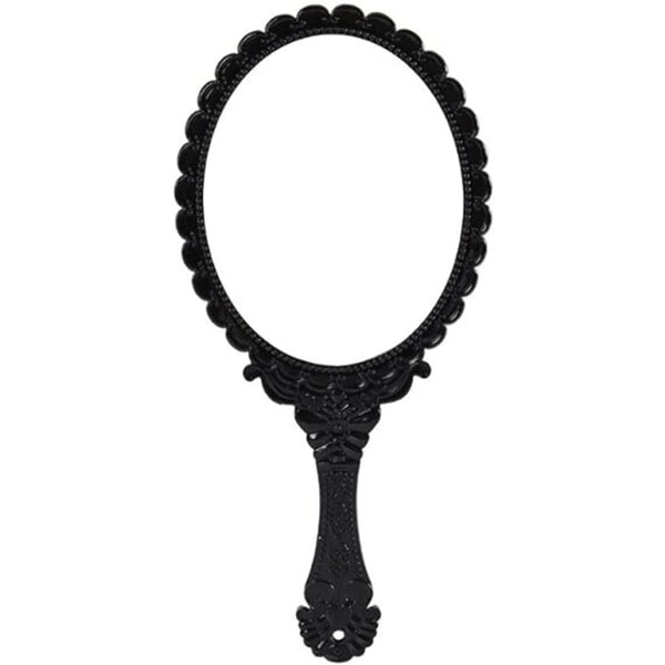 Retromönstrat handtag sminkspegel sminkspegel portabel spetsspegel handhållen spegel-svart