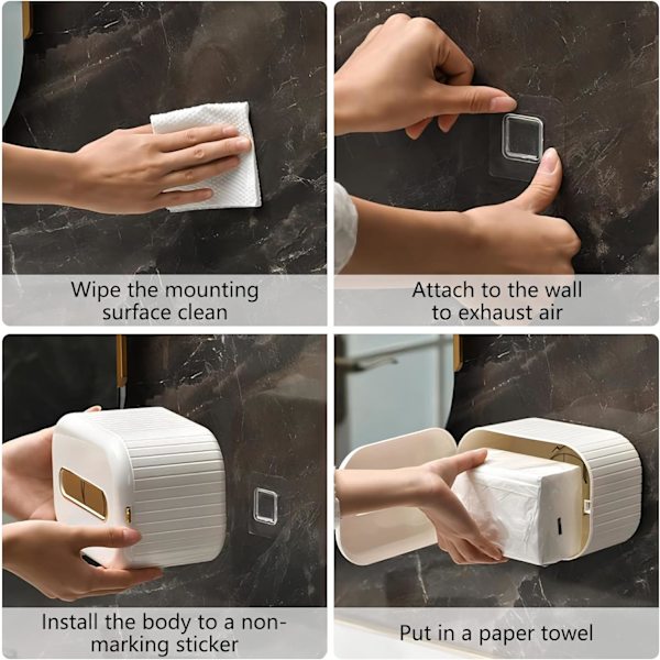 Nordisk Stil Væghængt Papirserviet Holder, Papirservietæske, Toiletpapirholdere, Papirserviet Holder med Dæksel til Badeværelse, Soveværelse, Spisebord, Kontor. (Hvid)