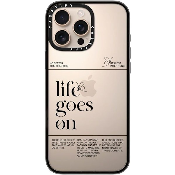 Kompakt iPhone 16 Pro Max Deksel [Lettvekt / 1,2 m 2X Militær Grad Fallbeskyttelse/Slank] - Kirsebær - Klar Svart Life Goes on iPhone 16 Pro Max