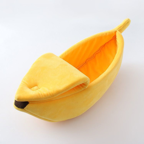 Vintervarm husdjurskennel bananformad mjuk katt söt varm sängmatta vinterbanan kattkennel för kattälskare och husdjursägare present,S