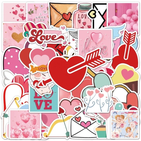 50 st Pink Girls Heart Love Series Doodle Stickers Vattentät Kawaii Cool barnklistermärke för bärbar dator, mobiltelefon, skateboard, bagage, vattenflaska