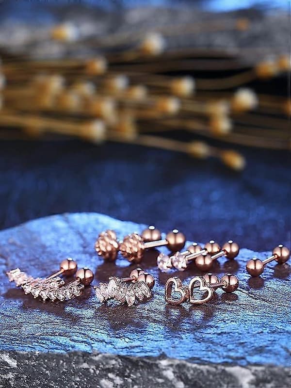 6 par øreringe i rustfrit stål til tragus, brusk, labret, studs, barbell, læbe, næse, kropspiercing til mænd og kvinder, ornament