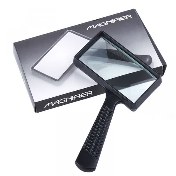Black Lightweight Exquisite Craftsmanship and Excellent Work 4X Rectangular Handheld Large Reading Magnifying Glass