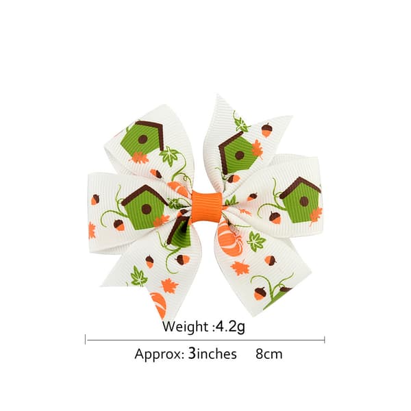 12-pack Halloween rosett hårklämma accessoarer roliga tryckta hårklämmor