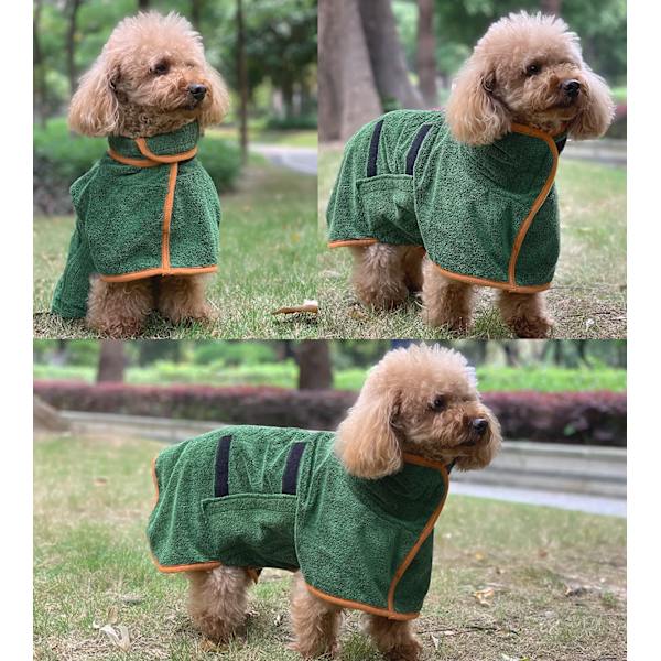 Hunde badekåbe håndklæde - Mikrofiber hurtigtørrende superabsorberende kæledyr hund kat badekåbe håndklæde, blød grøn L
