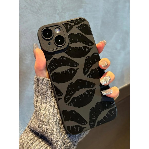 iPhone 16 Pro Max -kotelo 6,9 tuuman puhelimelle (2024), esteettinen sydänkuvioinen iPhone 16 Pro Max -kotelo naisille, tytöille ja miehille, silikoninen suojakuori iPhonelle Lips iPhone 13