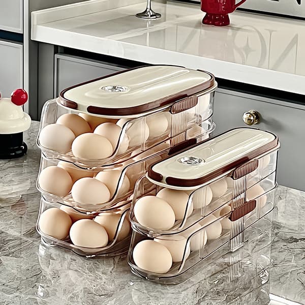 Egg Storage Box for Refrigerator - Large Capacity, Made of PET and PP.