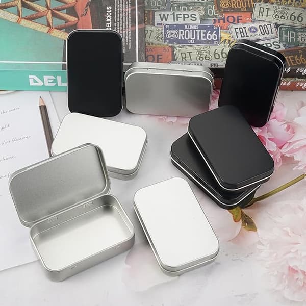 8 Pcs Metal Tin Box with Lid, Rustproof Small Rectangular Aluminum Tin, Mini Accessories Small Tin Box, Home Storage Tin Box Compatible f