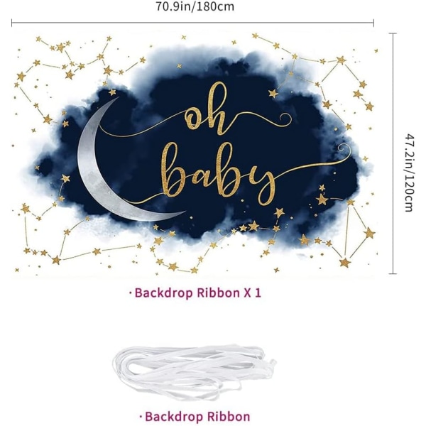 Oh Baby Newborn Gender Reveal Baggrund Køn Reveal Fest Dekorationer Banner Blå Hvid Skyer Glitter Stjerne Fotografi Baggrund Fotoboks Rekvisitter