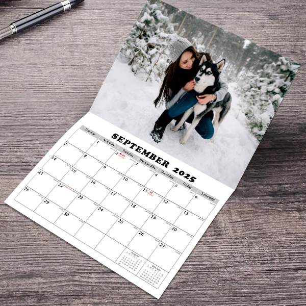 2025 Engelsk Väggkalender A3 Storlek Husky Hund Amerikansk Örn Månadskalender med tema