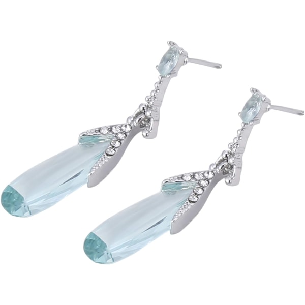 Vann Dråpe Lange Dangle Øredobber Krystall Vann Dråpe Pierced Krystall Tåre Dråpe Lange Øredobber for Kvinner Enkle Smykker, Blå