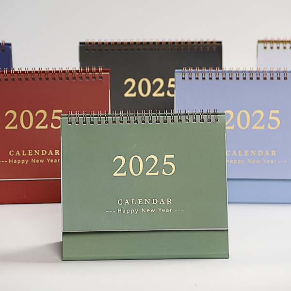 Skrivbords kalender 2024-2025, liten stående flip skrivbords kalender spiral mini kalender månadskalender akademiskt år kalendrar för hem kontor skola green