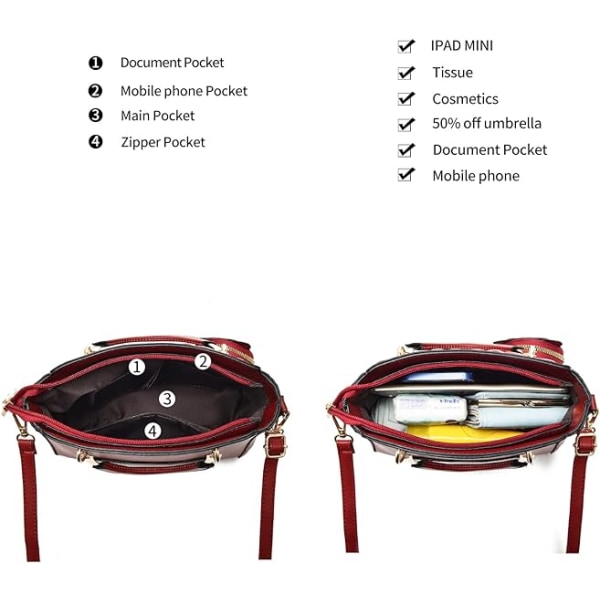 Moderne Punge og Håndtasker til Kvinder Damer Læder Top Håndtag Satchel Skuldertasker Små Totes