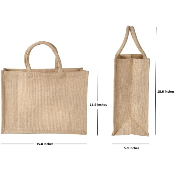 Jute Burlap Tygpåsar med handtag | Naturlig miljövänlig återanvändbar matväska | Väskor för tärnor | By Yogi's Gift® (paket med 2)