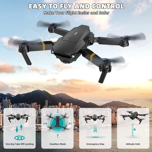 Drone with Camera for Adults 4K 1080P 3 Batteries Foldable Mini Drone with Camera, Altitude Hold, One-Key Takeoff/Landing, 3 Speed Modes, 3D