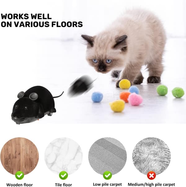 Remote Control Mouse Cat Toy, Interactive Moving Cat Toys Wireless Electronic RC Rat Mice Pet Toys